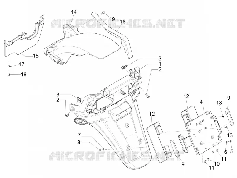 Couvercle arrière - Pare-boue PIAGGIO PIAGGIO-SCOOTER 500 MP3 2018  MP3 500 Sport E4