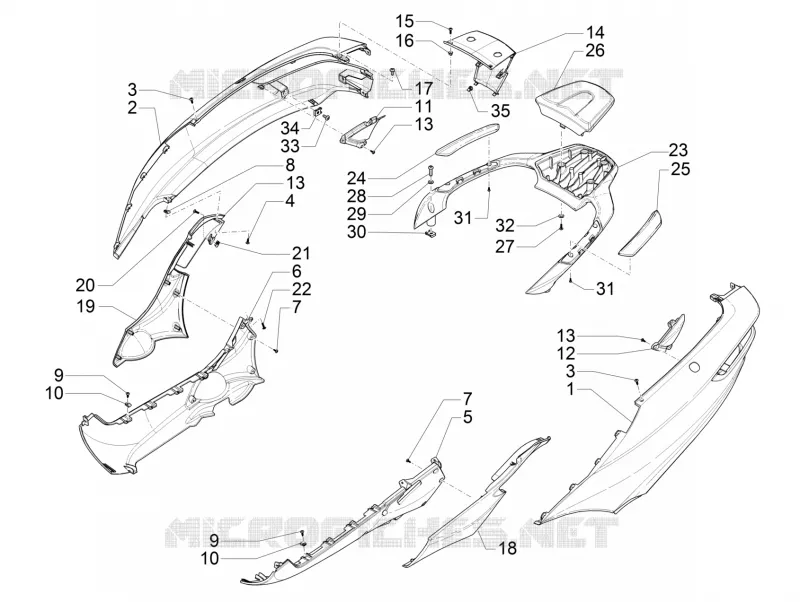 Couvertures laterales - Spoiler PIAGGIO PIAGGIO-SCOOTER 500 MP3 2016  MP3 500 Sport E4