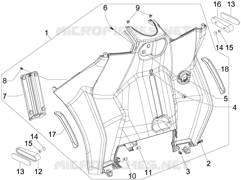 Coffre avant - Contre-tablier PIAGGIO PIAGGIO-SCOOTER 500 MP3 2010  MP3 500 Sport