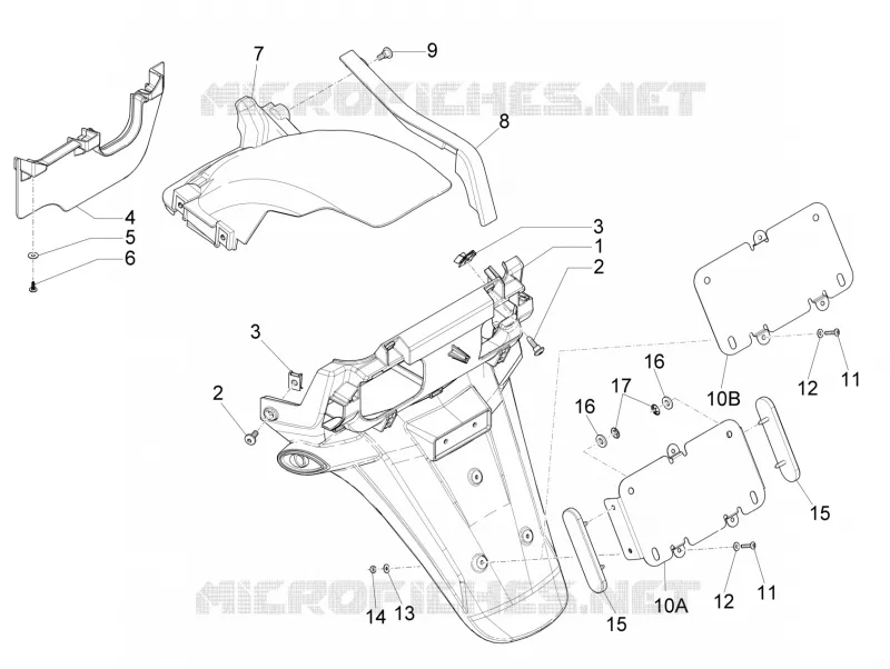 Couvercle arrière - Pare-boue PIAGGIO PIAGGIO-SCOOTER 500 MP3 2017  MP3 500 Business ABS E3-E4