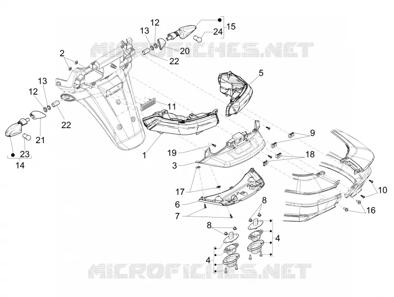 Eclairages arrière - Clignotants PIAGGIO PIAGGIO-SCOOTER 500 MP3 2018  MP3 500 Sport ABS E3-E4