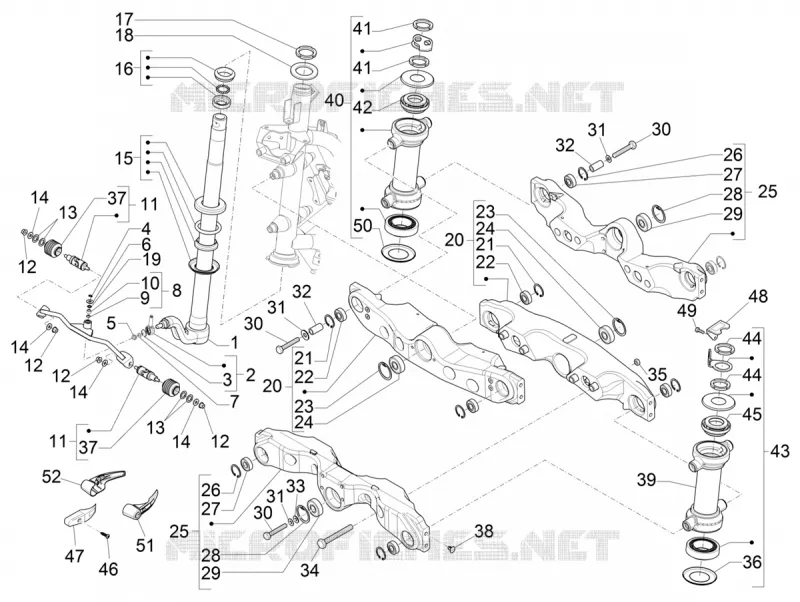 Fourche/tube direction - Ensemble butée dir. PIAGGIO PIAGGIO-SCOOTER 500 MP3 2015  MP3 500 Sport ABS E3-E4