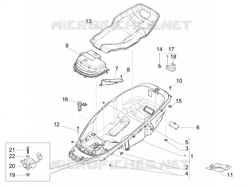 Logement casque - Dessous de selle PIAGGIO PIAGGIO-SCOOTER 500 MP3 2018  MP3 500 Sport ABS E3-E4