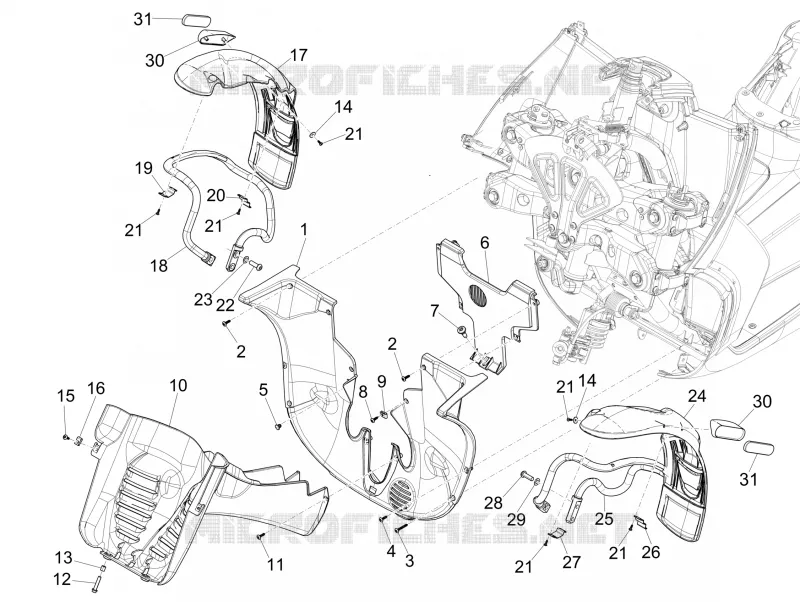 Logement roue - Garde boue PIAGGIO PIAGGIO-SCOOTER 500 MP3 2018  MP3 500 Sport ABS E3-E4