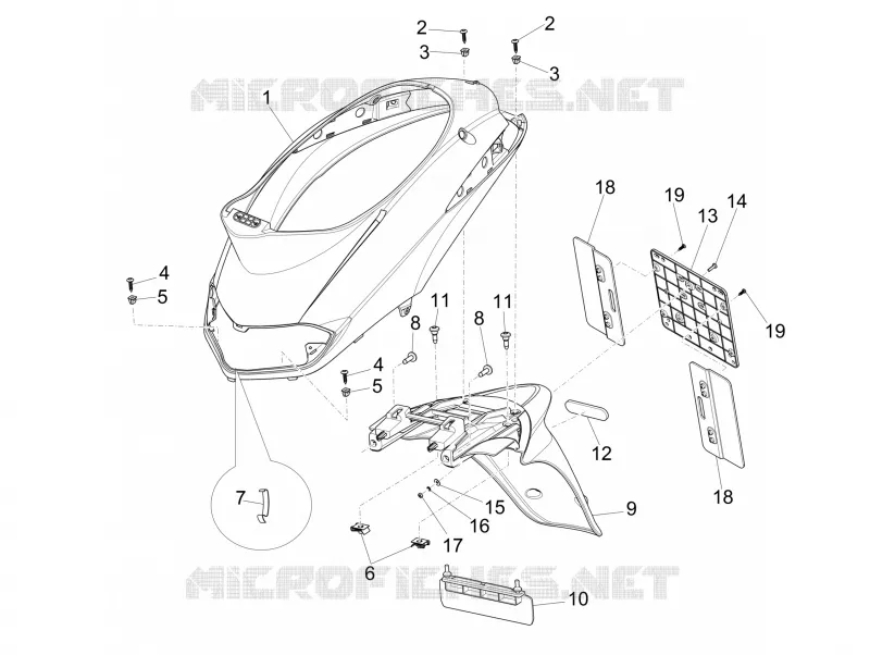 Couvercle arrière - Pare-boue PIAGGIO PIAGGIO-SCOOTER 150 LIBERTY 2013  Liberty 4T 3V ie LEM