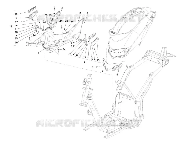 Protection centrale - Repose-pieds PIAGGIO PIAGGIO-SCOOTER 150 LIBERTY 2013  Liberty 4T 3V ie LEM