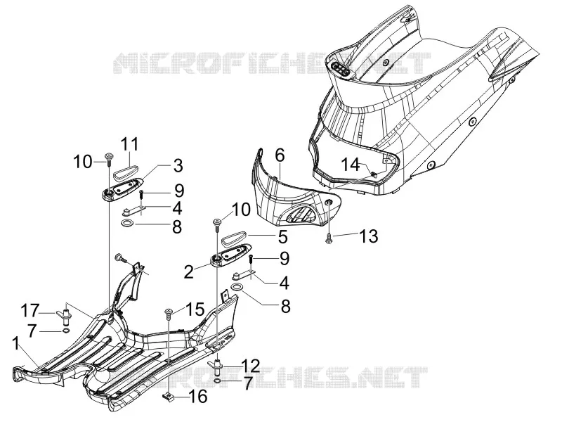 Protection centrale - Repose-pieds PIAGGIO PIAGGIO-SCOOTER 150 LIBERTY 2008  Liberty 4T E3