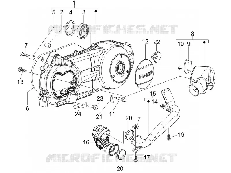 Couvercle carter - Refoidissement carter PIAGGIO PIAGGIO-SCOOTER 150 LIBERTY 2008  Liberty 4T Sport E3