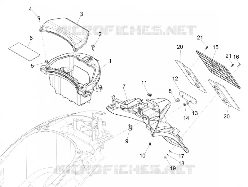 Couvercle arrière - Pare-boue PIAGGIO PIAGGIO-SCOOTER 150 LIBERTY 2016  Liberty iGet 4T 3V ie ABS