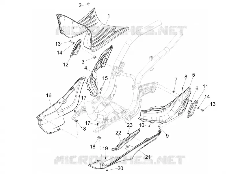 Protection centrale - Repose-pieds PIAGGIO PIAGGIO-SCOOTER 50 LIBERTY 2018  Liberty iGet 4T 3V E4