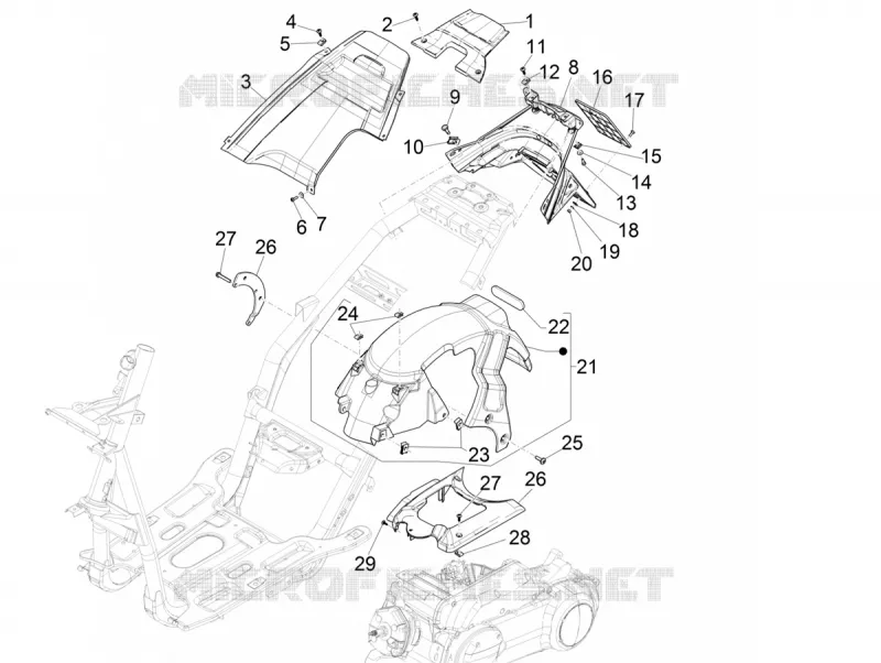 Rear cover - Splash guard PIAGGIO PIAGGIO-SCOOTER 50 NRG 2018  NRG Power 50 H2O