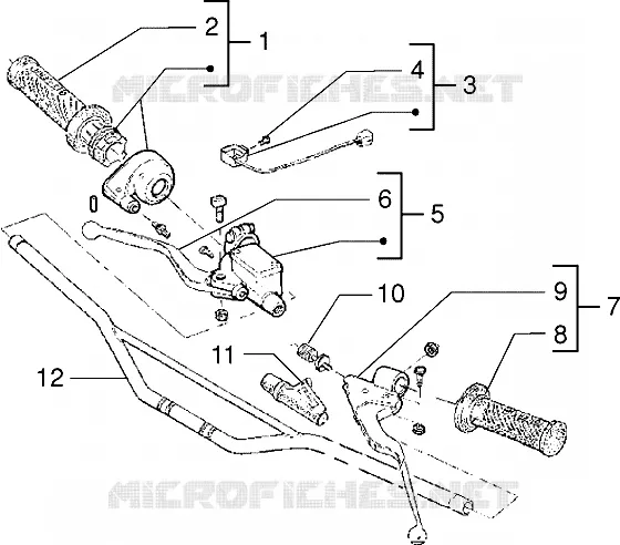 Pieces composant le guidon GILERA GILERA-SCOOTER 50 RK 1998  RK 50