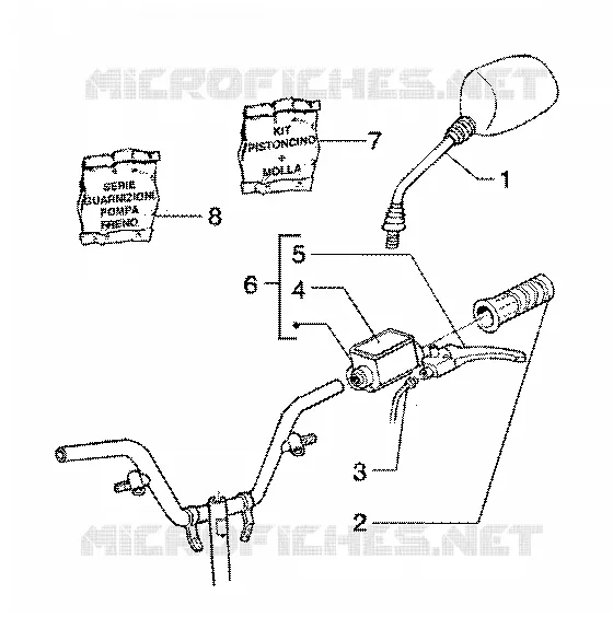 Handlebars component parts (vehicle with rear hub brake) GILERA GILERA-SCOOTER 125 RUNNER 2001  Runner 125 FX 2T