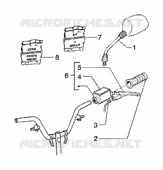 Handlebars component parts (vehicle with rear hub brake) GILERA GILERA-SCOOTER 180 RUNNER 2000  Runner 180 FXR 2T