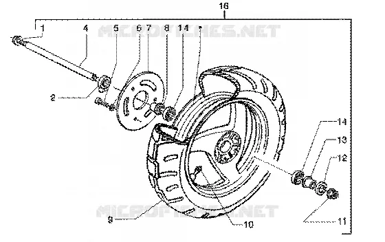 Front wheel GILERA GILERA-SCOOTER 50 RUNNER 2002  Runner 50 SP