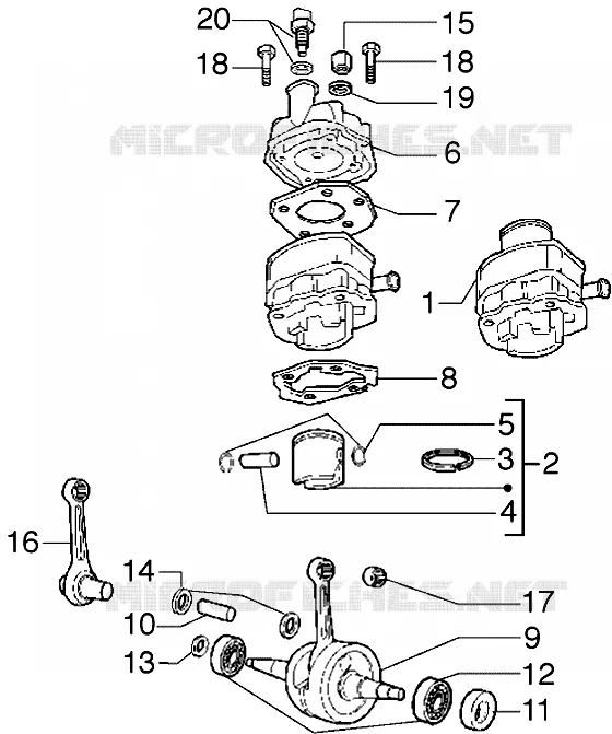 Ensemble cylindre-piston-axe de piston-Vilebrequin GILERA GILERA-SCOOTER 50 ZULU 2002  Zulu 50