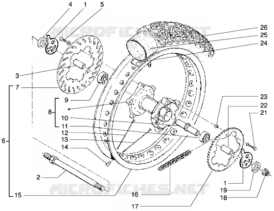 Roue AR. GILERA GILERA-SCOOTER 50 ZULU 2002  Zulu 50