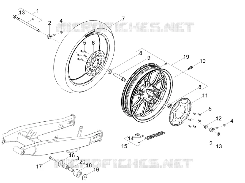 Roue arrière GILERA GILERA-MOTORCYCLES 50 SMT 2018  SMT 50 E4
