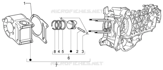 Ensemble cylindre-piston-axe de piston VESPA VESPA-SCOOTER 200 GRANTURISMO 2004  Granturismo L