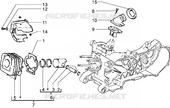 Ensemble cylindre-piston-axe de piston VESPA VESPA-SCOOTER 50 ET2 Other year  ET2 50 Iniezione