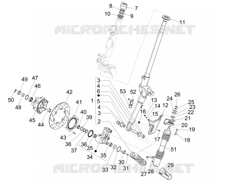Fourche/tube direction - Ensemble butée dir. VESPA VESPA-SCOOTER 125 946 2015  946 125 4T 3V ABS E3