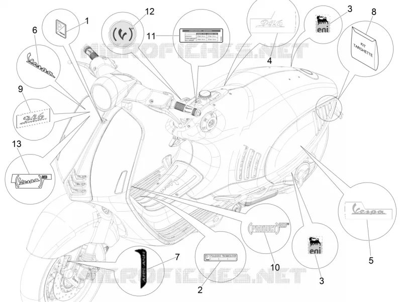 Monogrammes - Decorations VESPA VESPA-SCOOTER 125 946 2014  946 125 4T 3V ABS E3