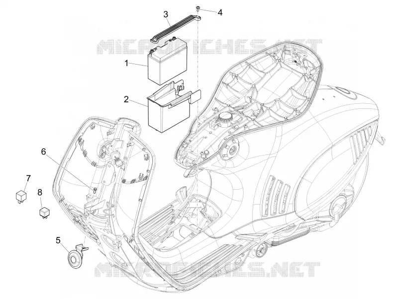 Relais - Batterie - Avertisseur sonore VESPA VESPA-SCOOTER 125 946 2013  946 125 4T 3V ABS E3