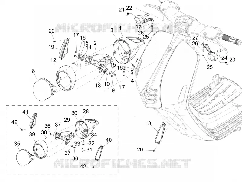 Eclairages avant - Clignotants VESPA VESPA-SCOOTER 150 946 2017  946 150 4T 3V ABS