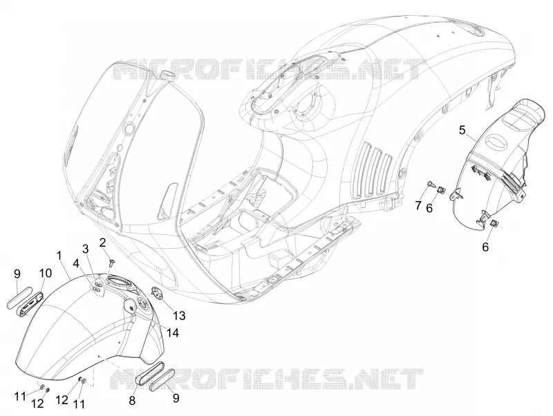 Logement roue - Garde boue VESPA VESPA-SCOOTER 150 946 2014  946 150 4T 3V ABS