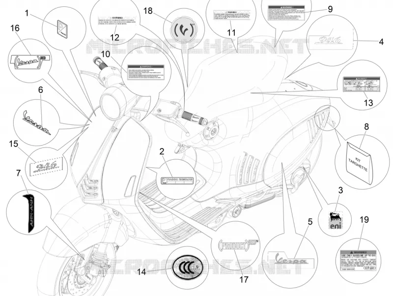 Monogrammes - Decorations VESPA VESPA-SCOOTER 150 946 2013  946 150 4T 3V ABS