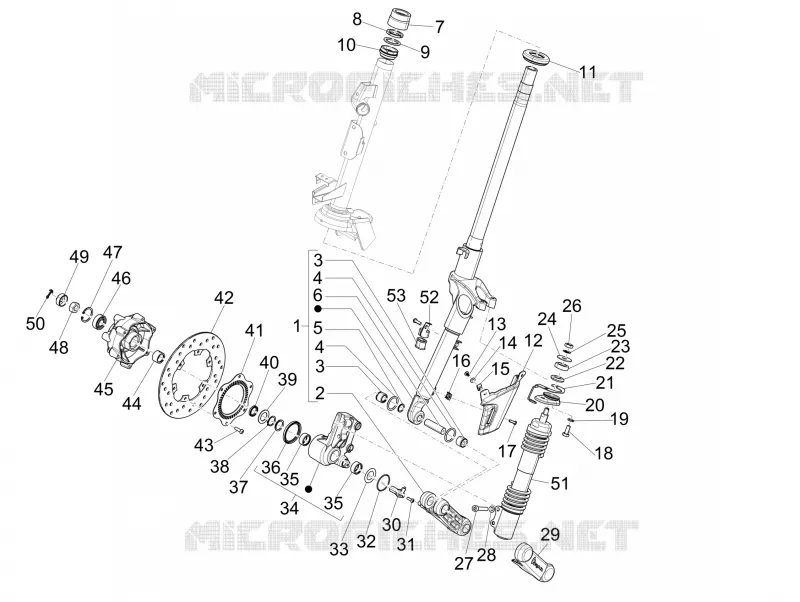 Fourche/tube direction - Ensemble butée dir. VESPA VESPA-SCOOTER 150 946 2016  946 ARMANI 150 4T 3V ABS E3