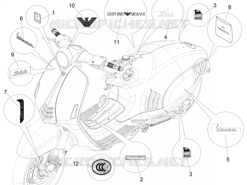Monogrammes - Decorations VESPA VESPA-SCOOTER 150 946 2016  946 ARMANI 150 4T 3V ABS E3