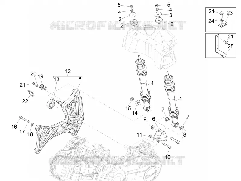 Suspension arrière - Amortisseur/s VESPA VESPA-SCOOTER 300 GTS 2017  GTS 300 ie ABS E4
