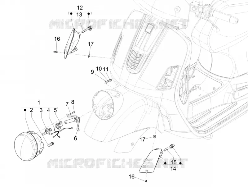 Eclairages avant - Clignotants VESPA VESPA-SCOOTER 300 GTV 2017  GTV 300 SEI GIORNI ie E4 ABS