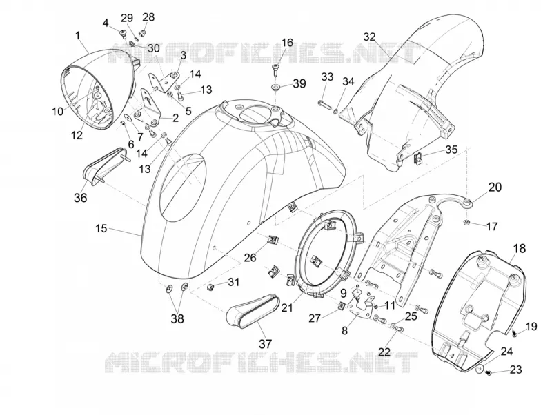 Logement roue - Garde boue VESPA VESPA-SCOOTER 300 GTV 2017  GTV 300 SEI GIORNI ie E4 ABS