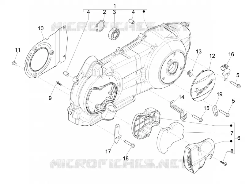 Couvercle carter - Refoidissement carter VESPA VESPA-SCOOTER 300 GTV 2018  GTV 300 SEI GIORNI ie E4 ABS