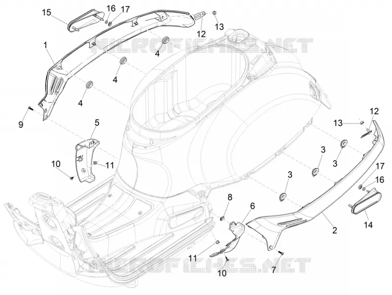 Couvertures laterales - Spoiler VESPA VESPA-SCOOTER 300 GTV 2018  GTV 300 SEI GIORNI ie E4 ABS
