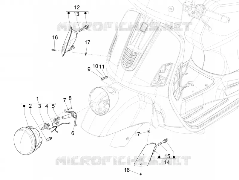 Eclairages avant - Clignotants VESPA VESPA-SCOOTER 300 GTV 2018  GTV 300 SEI GIORNI ie E4 ABS