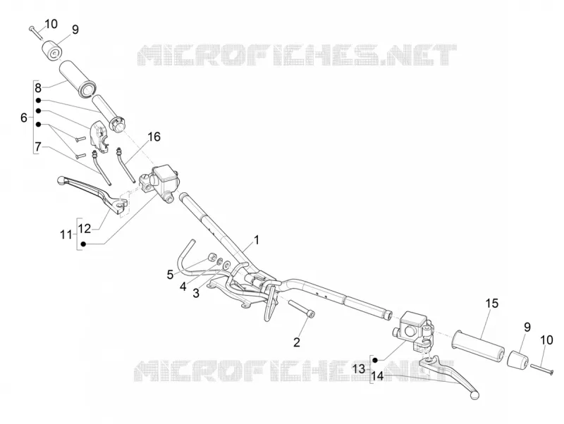 Guidon - Maître cylindre VESPA VESPA-SCOOTER 300 GTV 2017  GTV 300 SEI GIORNI ie E4 ABS