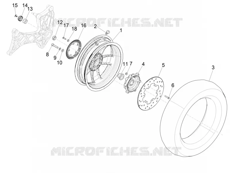 Roue arrière VESPA VESPA-SCOOTER 300 GTV 2017  GTV 300 SEI GIORNI ie E4 ABS