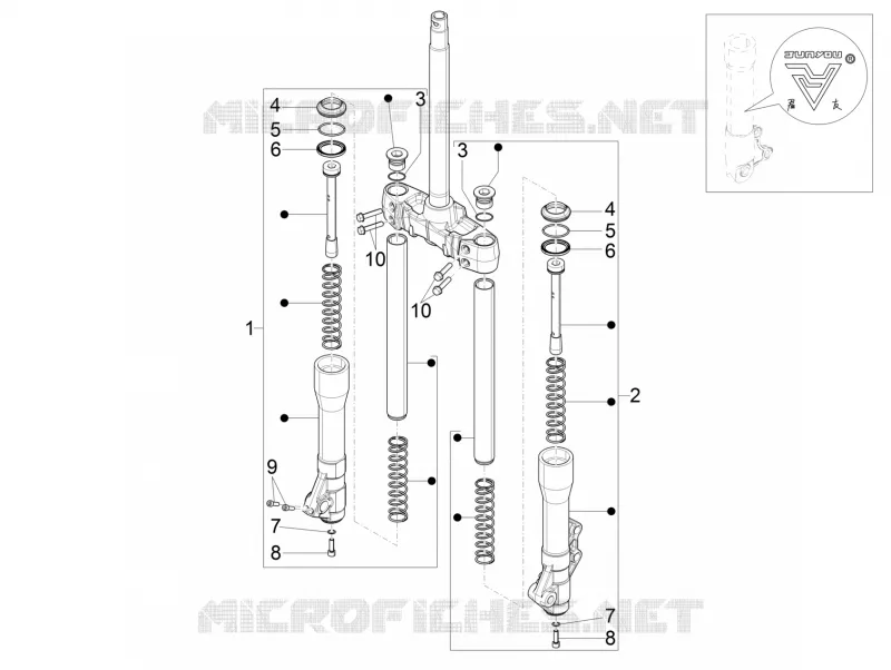 Composants de la fourche (Mingxing) PIAGGIO PIAGGIO-SCOOTER 300 BEVERLY 2019  Beverly 300 ie ABS Euro 4