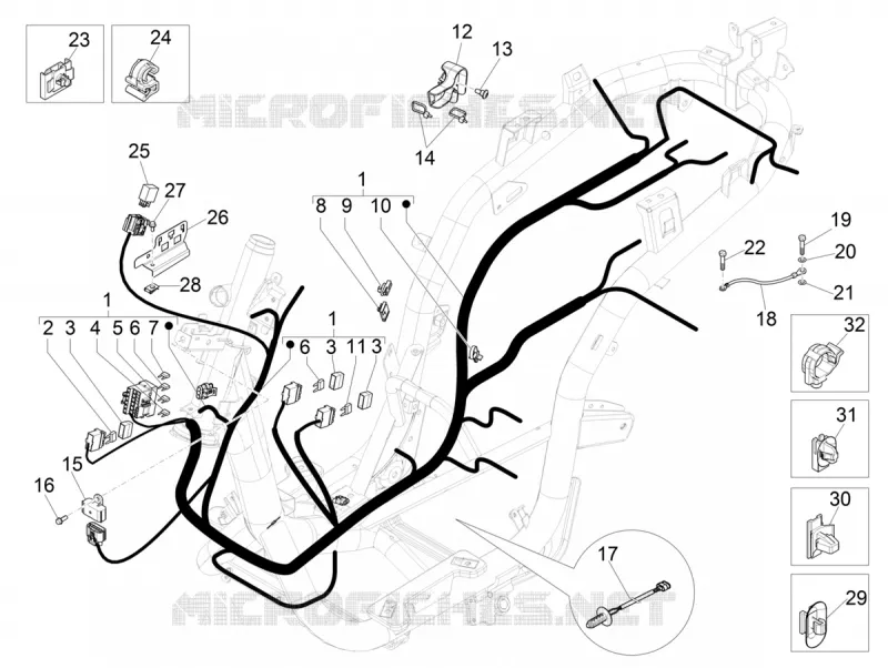 FAISCEAU ELECTRIQUE PRONCIPAL PIAGGIO PIAGGIO-SCOOTER 125 MEDLEY 2020  Medley 125 4T ie ABS Euro 4