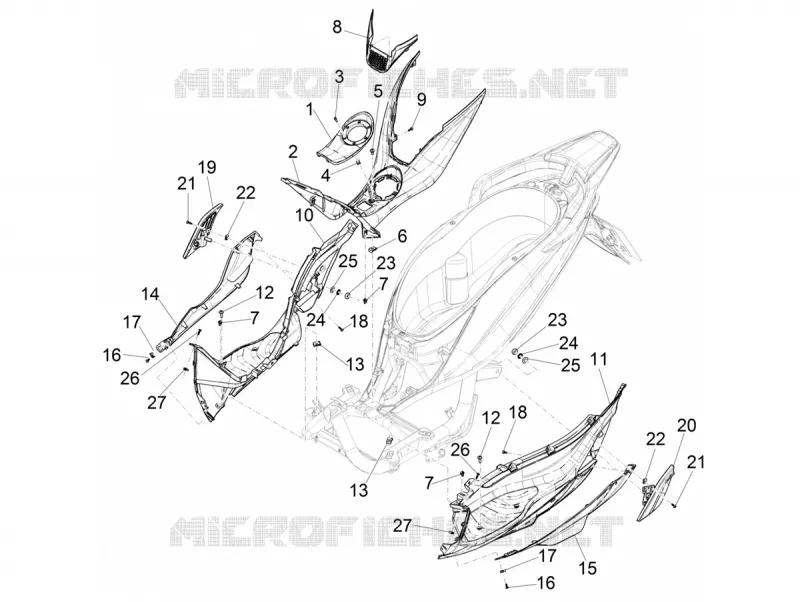 CARENAGE CENTRAL - REPOSES PIEDS PIAGGIO PIAGGIO-SCOOTER 150 MEDLEY 2020  Medley 150 4T ie ABS Euro 4