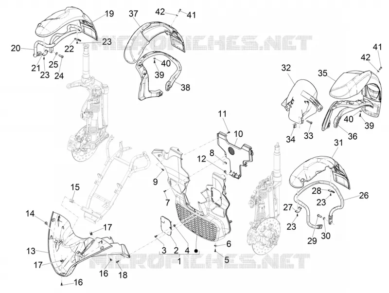 Logement roue - Garde boue PIAGGIO PIAGGIO-SCOOTER 300 MP3 2019  MP3 300 HPE / 300 HPE Sport Euro 4 ABS