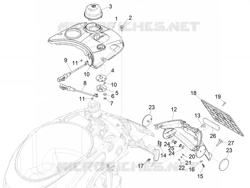 Couvercle arrière - Pare-boue VESPA VESPA-SCOOTER Electric VESPA 2019  Elettrica Motociclo