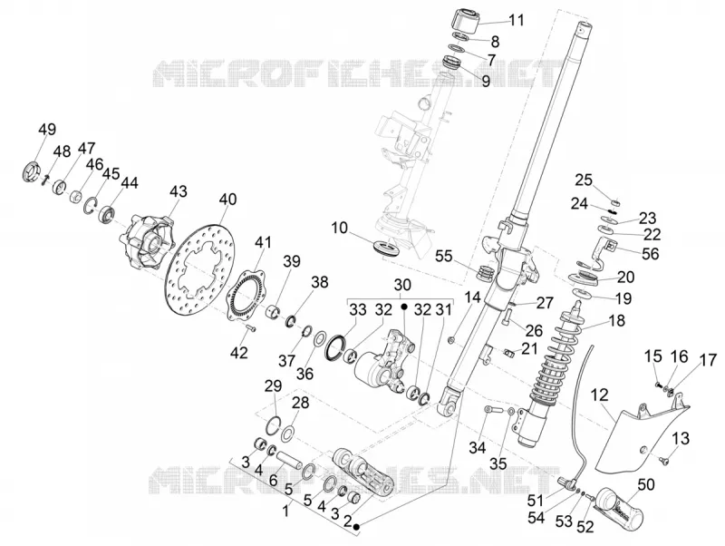 Fourche/tube direction - Ensemble butée dir. VESPA VESPA-SCOOTER 125 GTS 2019  GTS 125 4T Euro 4 ABS