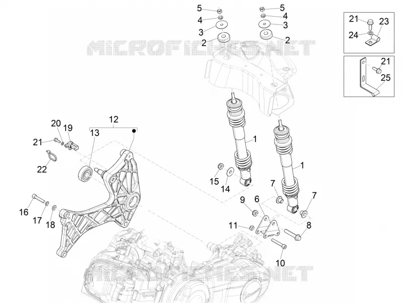 Suspension arrière - Amortisseur/s VESPA VESPA-SCOOTER 300 GTS 2019  GTS 300 HPE 4T/4V ie ABS Euro 4
