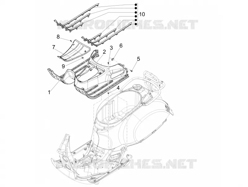 CARENAGE CENTRAL - REPOSES PIEDS VESPA VESPA-SCOOTER 300 GTS 2021  GTS 300 HPE 4T/4V ie ABS Euro 4