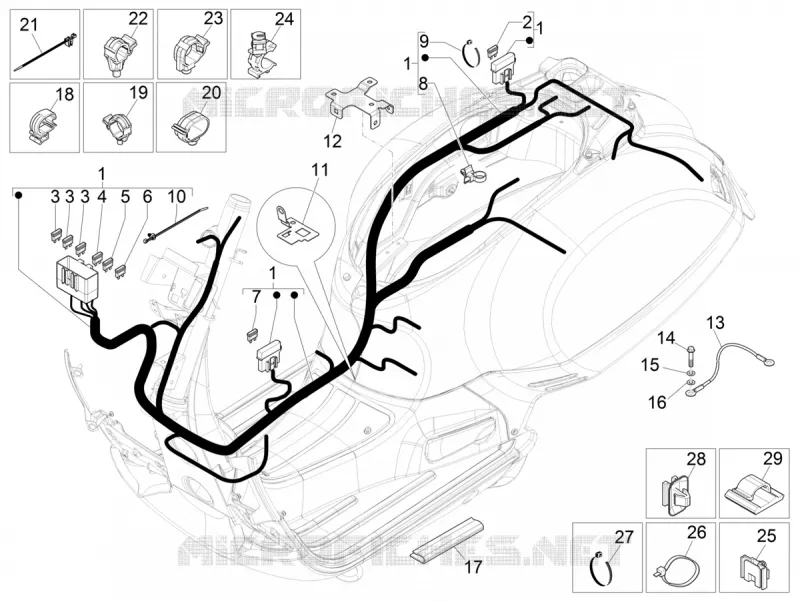 FAISCEAU ELECTRIQUE PRONCIPAL VESPA VESPA-SCOOTER 300 GTS 2019  GTS 300 HPE 4T/4V ie ABS Euro 4