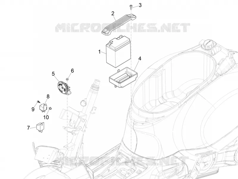 Relais - Batterie - Avertisseur sonore VESPA VESPA-SCOOTER 300 GTS 2019  GTS 300 HPE 4T/4V ie ABS Euro 4
